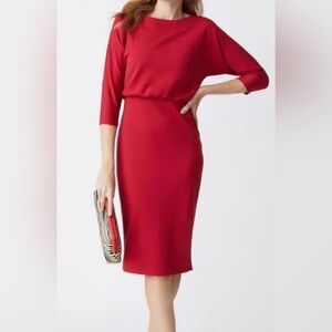 Red midi length dress